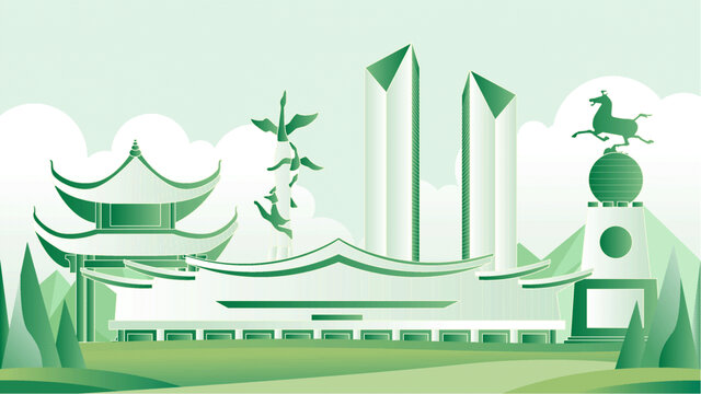 衡阳绿色旅游城市插画
