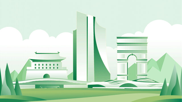 廊坊绿色旅游城市插画