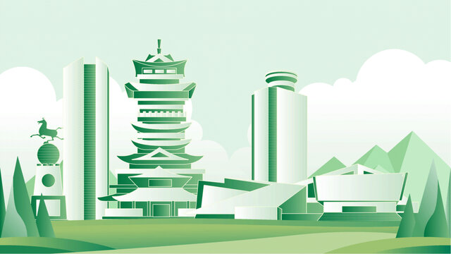 綿陽(yáng)綠色旅游城市插畫