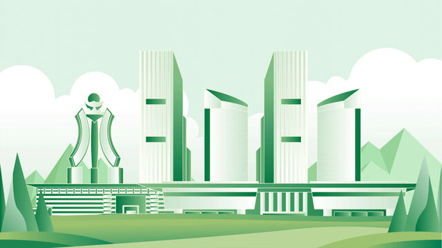 泰安绿色旅游城市插画