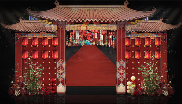 中式過道婚禮效果圖