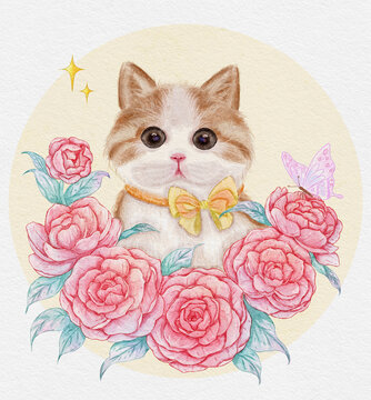 山茶花和貓