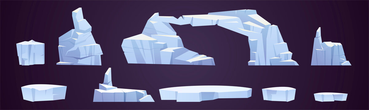 漂浮冰川与碎冰插画素材