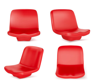 三维户外体育场红色塑料座椅素材组合