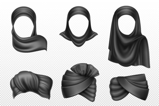 黑色缤纷布料头巾与头饰素彩组合
