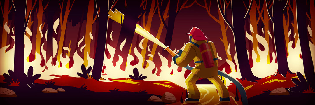 消防员与森林野火横幅插图
