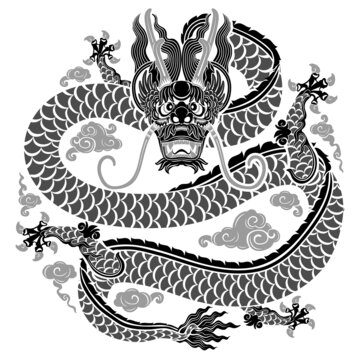 霸氣東方中國(guó)龍印花