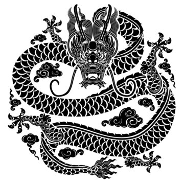 霸氣東方中國龍印花