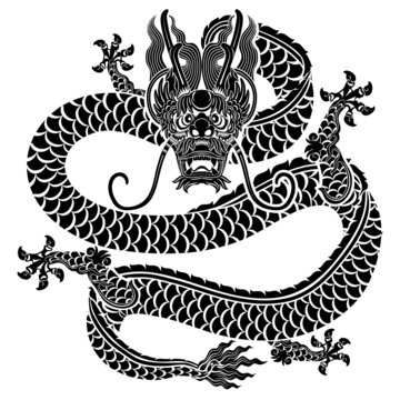 霸氣東方中國龍印花