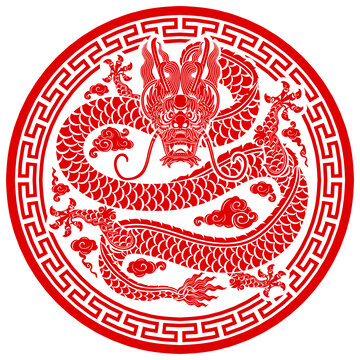 霸氣東方中國龍印花