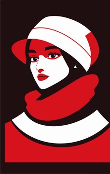 女性扁平幾何插畫