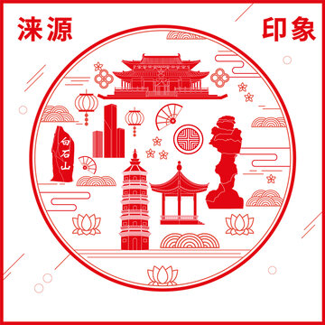 淶源縣窗花剪紙年畫地標圖案