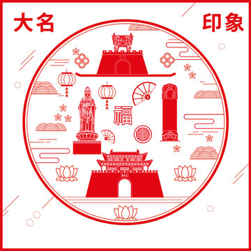 大名縣窗花剪紙年畫地標(biāo)圖案