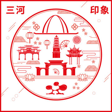 三河市窗花剪紙年畫(huà)地標(biāo)圖案