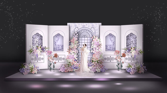 紫色法花園風(fēng)婚禮粉紫色婚禮