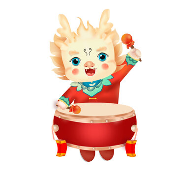 龍年插畫打鼓