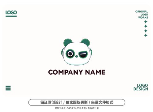 原创卡通机器熊猫logo