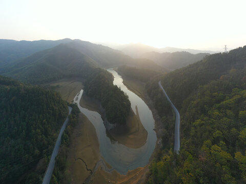 航拍湖南岳阳罗霄山脉风光