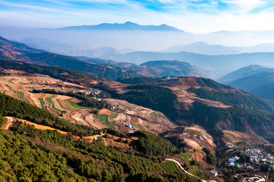 航拍云南昆明东川红土地