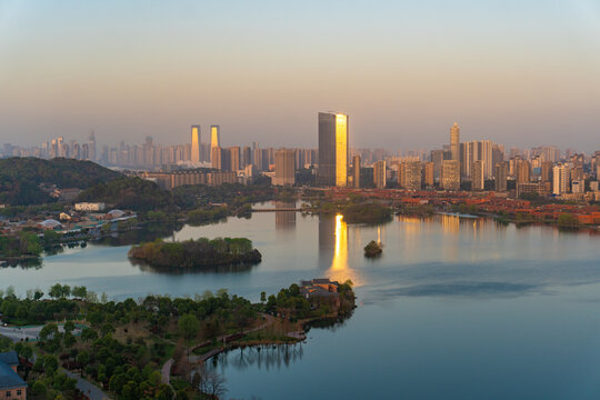 航拍湖南长沙城市景观