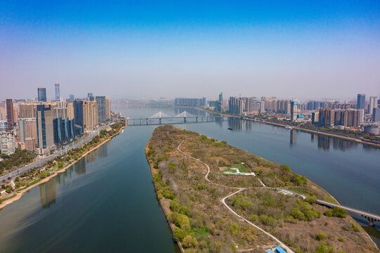 航拍湖南长沙城市景观