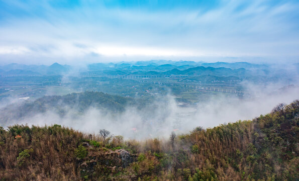 航拍湖南长沙乌山森林公园