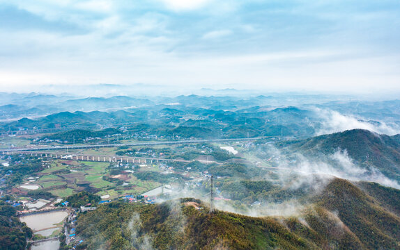 航拍湖南长沙乌山森林公园