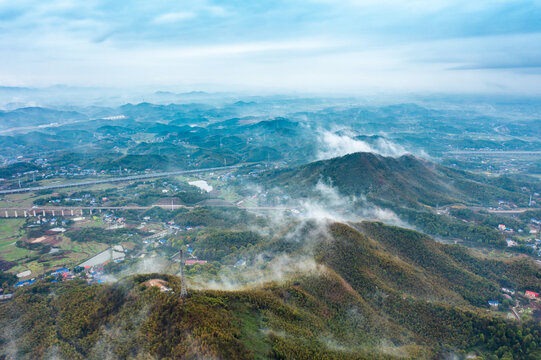 航拍湖南长沙乌山森林公园