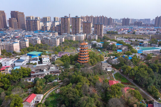 航拍湖南湘潭市城市风光