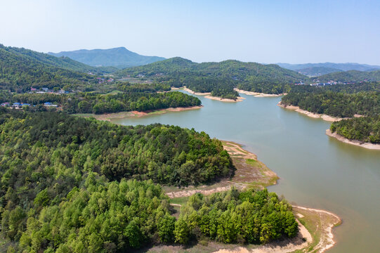 航拍湖南长沙宁乡泉水冲公园