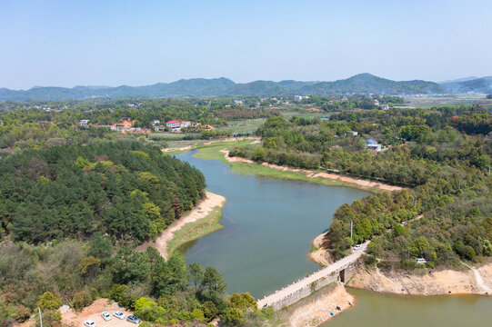 航拍湖南长沙宁乡泉水冲公园