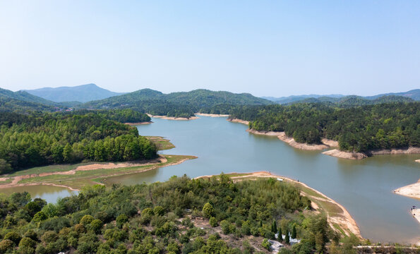 航拍湖南长沙宁乡泉水冲公园