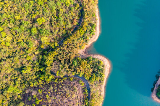 航拍湖南长沙石燕湖景区