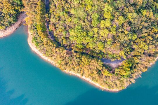 航拍湖南长沙石燕湖景区