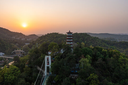 航拍湖南长沙石燕湖景区