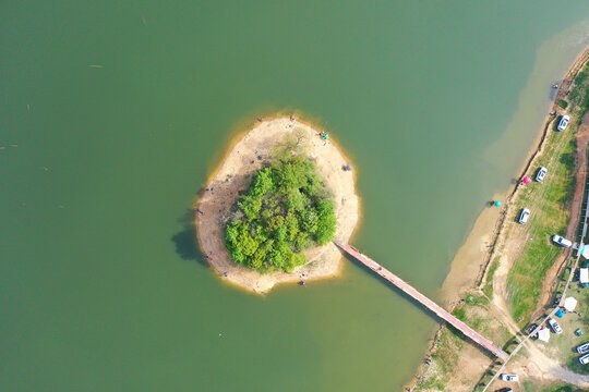 航拍湖南湘潭东风水库