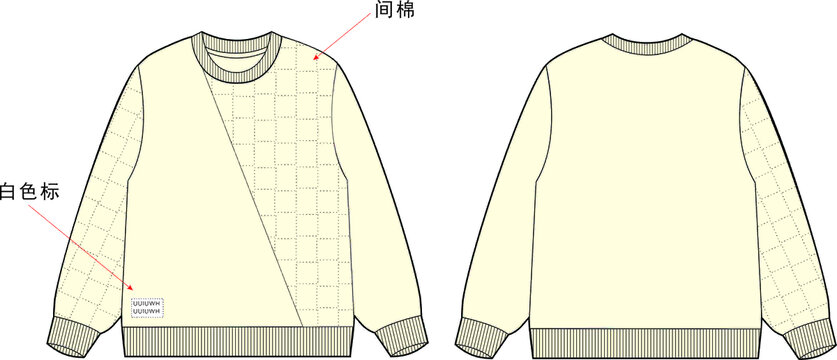 拼接卫衣款式图设计