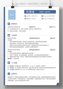 个人求职简历金融分析师简历