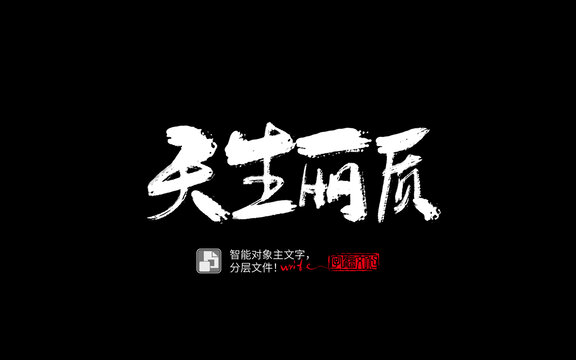 手寫手書毛筆字書法字天生麗質(zhì)