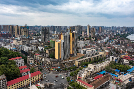 航拍湖南邵阳城市风光