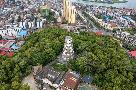 航拍湖南邵阳市双清区东塔