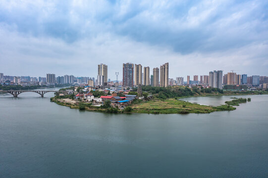 航拍湖南邵阳城市风光