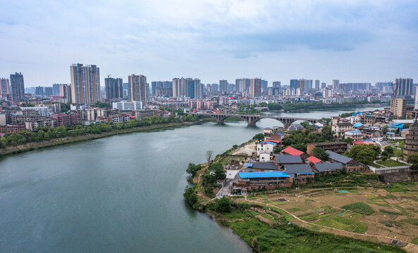 航拍湖南邵阳城市风光