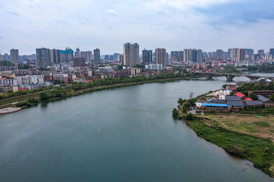 航拍湖南邵阳城市风光