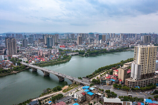 航拍湖南邵阳城市风光