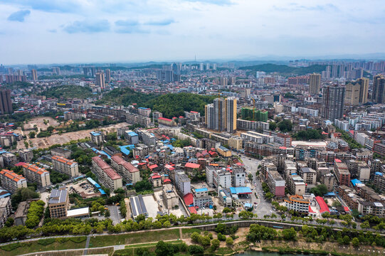 航拍湖南邵阳城市风光