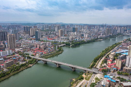 航拍湖南邵阳城市风光