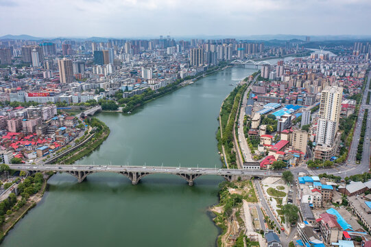 航拍湖南邵阳城市风光