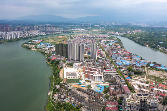 航拍湖南邵阳城市风光