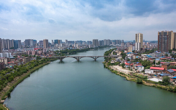 航拍湖南邵阳城市风光